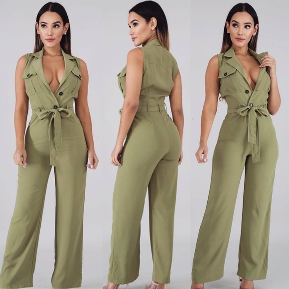 women's olive jumpsuit